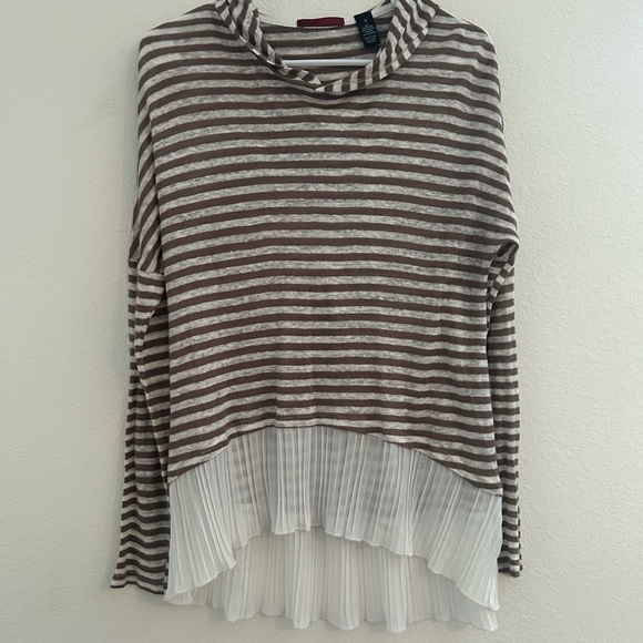 BKE Red Small long sleeve striped hooded Ruffel hem top - Picture 1 of 8